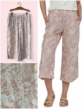 Patagonia Garden Island Hemp Lyocell Blend Cropped Wide Leg Pants Breathable